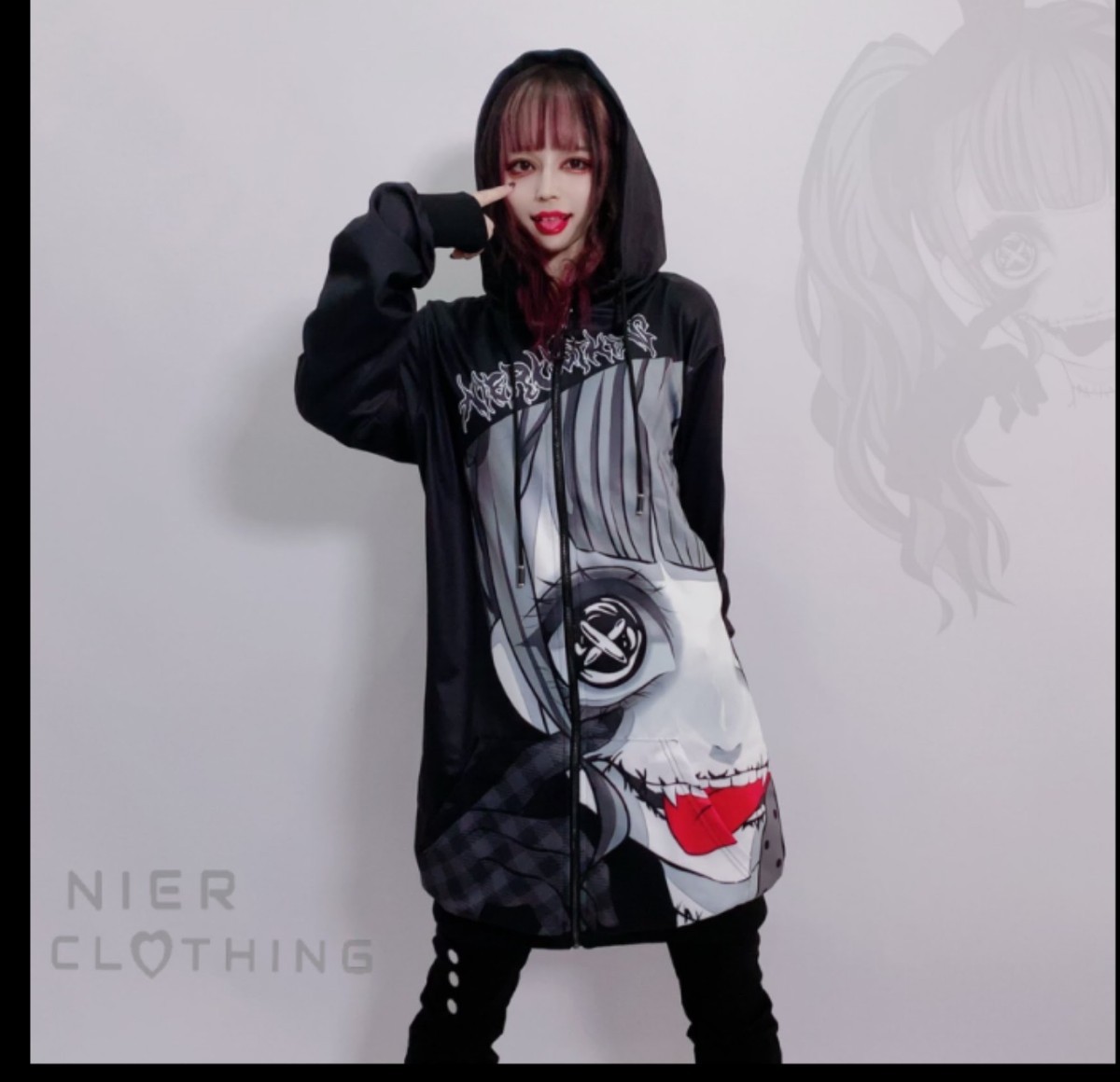 NieR Clothing レア擬人化裏起毛ジップパーカー - トップス