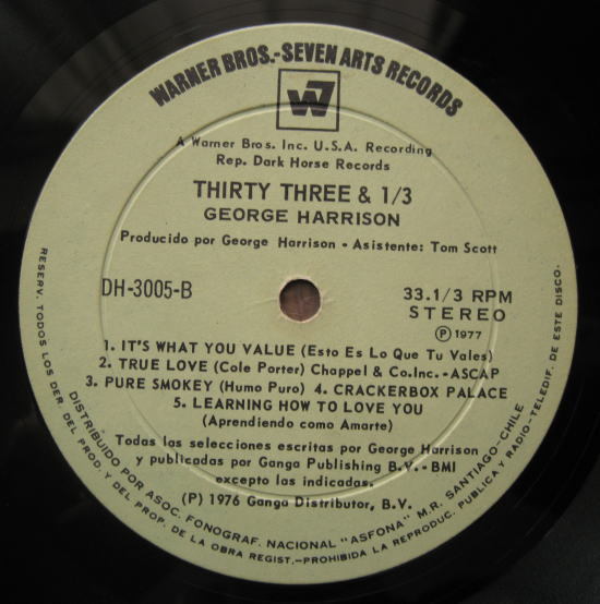 南米チリ盤 George Harrison / Thirty Three & 1/3 _画像5