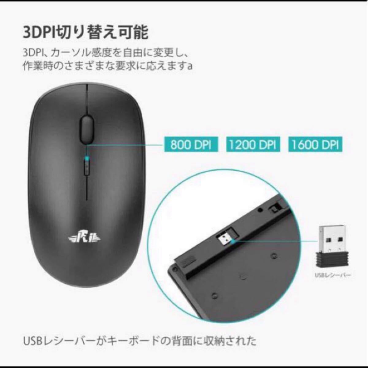ワイヤレスキーボードとマウス2.4Gワイヤレス接続