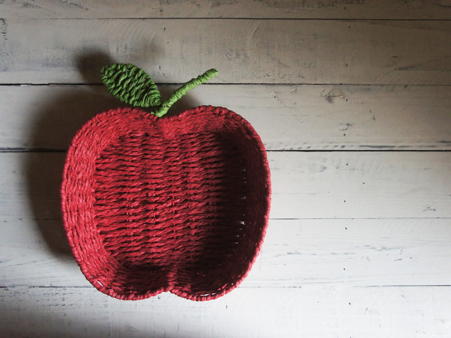 Lサイズ 赤 可愛いりんごの小物入れ トレー アップル りんご ラッピング お菓子 小物入れ バスケット かご
