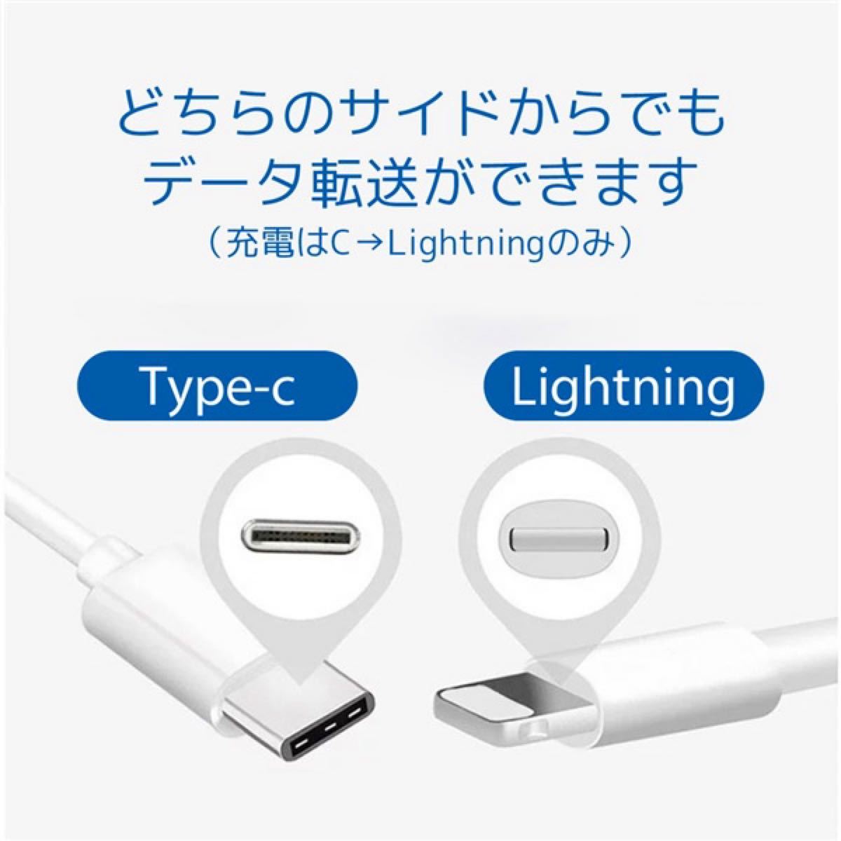 2本セッドiphone13 TypeC Lightningケーブル iPhone充電ケーブル 高速データ同期 急速充電 超高耐久