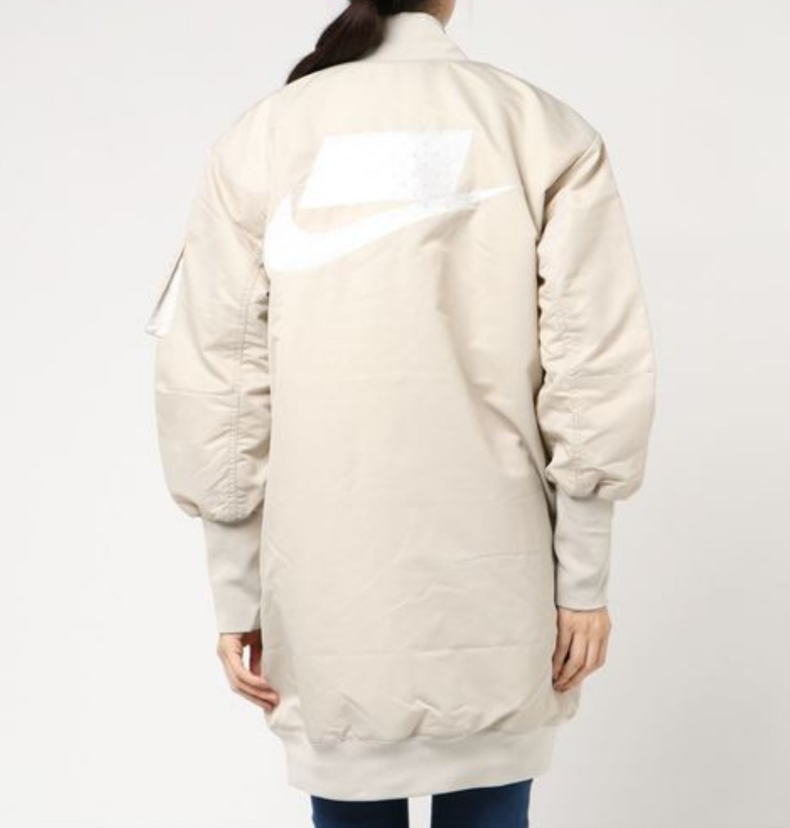 NIKE ナイキ NSW ナイロン ロング ジャケット MA1 ベージュ M NIKE ナイキ NSW ナイロン ロング ジャケット MA1 ベージュ M