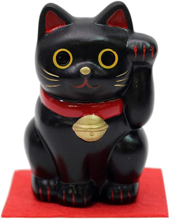 招き猫 黒猫 置物 商売繁盛 招福 黒 プレゼント 店舗 集客 かわいい 開運 祈願 金運 幸福_画像1