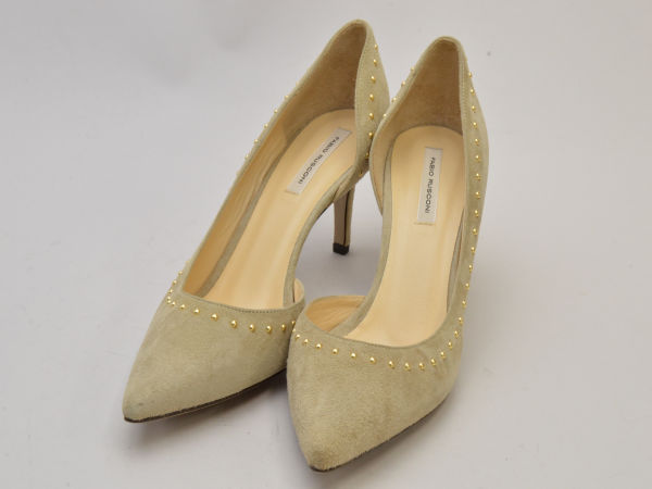  fabio rusko-niFABIO RUSCONI side open studs pumps heel 38 size beige lady's e_u F-LSHOE4902