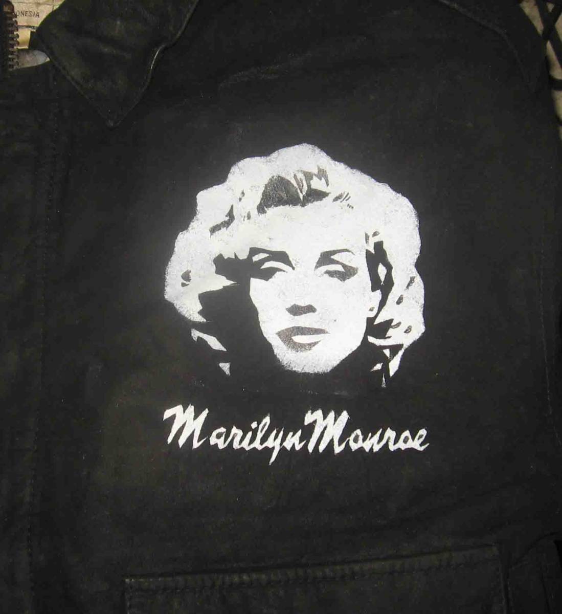 マリリン モンロー Marilyn Monroe 黒バックスキン 手描きペイント革 