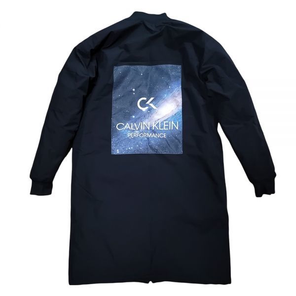 26*b380**3[XS size ] beautiful goods Calvin Klein Performance Galaxy patch cotton inside long Bomber jacket coat black men's 