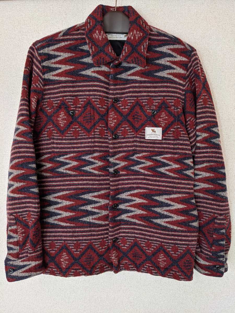 美品　ネイバーフッド 　ウールシャツ　RED MEN W-SHIRT LS　ネイティブ柄　NEIGHBORHOOD　Ｍサイズ