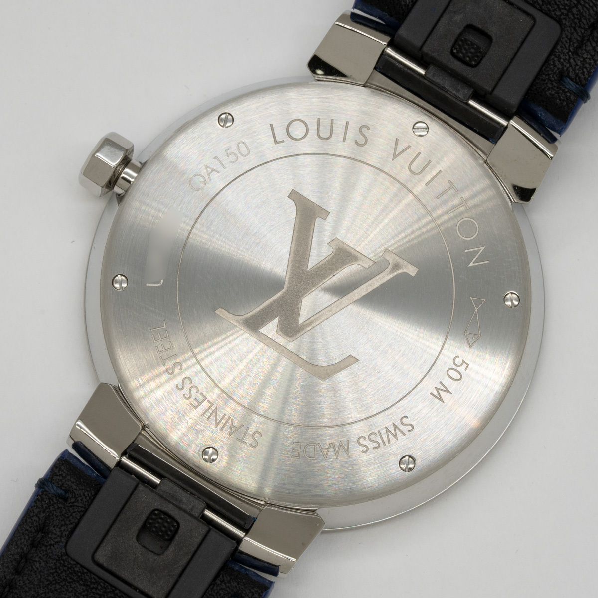 質イコー [ルイヴィトン] LOUIS VUITTON 腕時計 タンブール スリム モノグラム・コバルト GM QBB162 メンズ クオーツ 中古 極美品_画像4