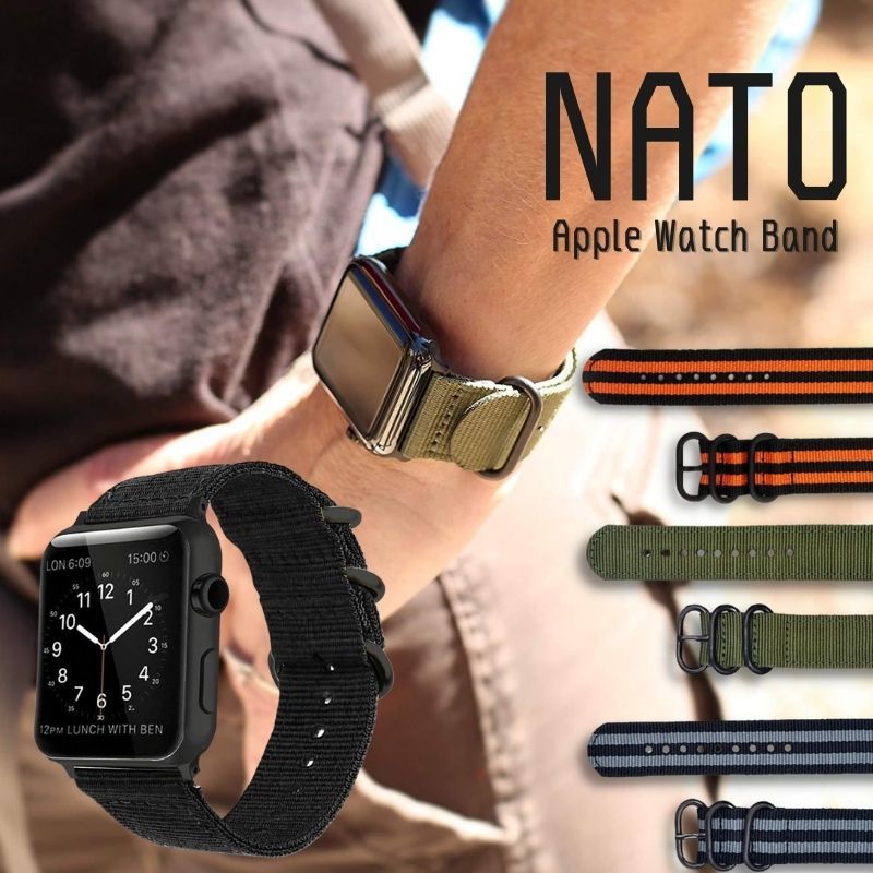 YGG☆apple watch アップルウォッチ NATO軍 バンド 腕時計 ベルト オレンジ ストライプ 38/40mm ミリタリー メンズ  カジュアル JChere雅虎拍卖代购