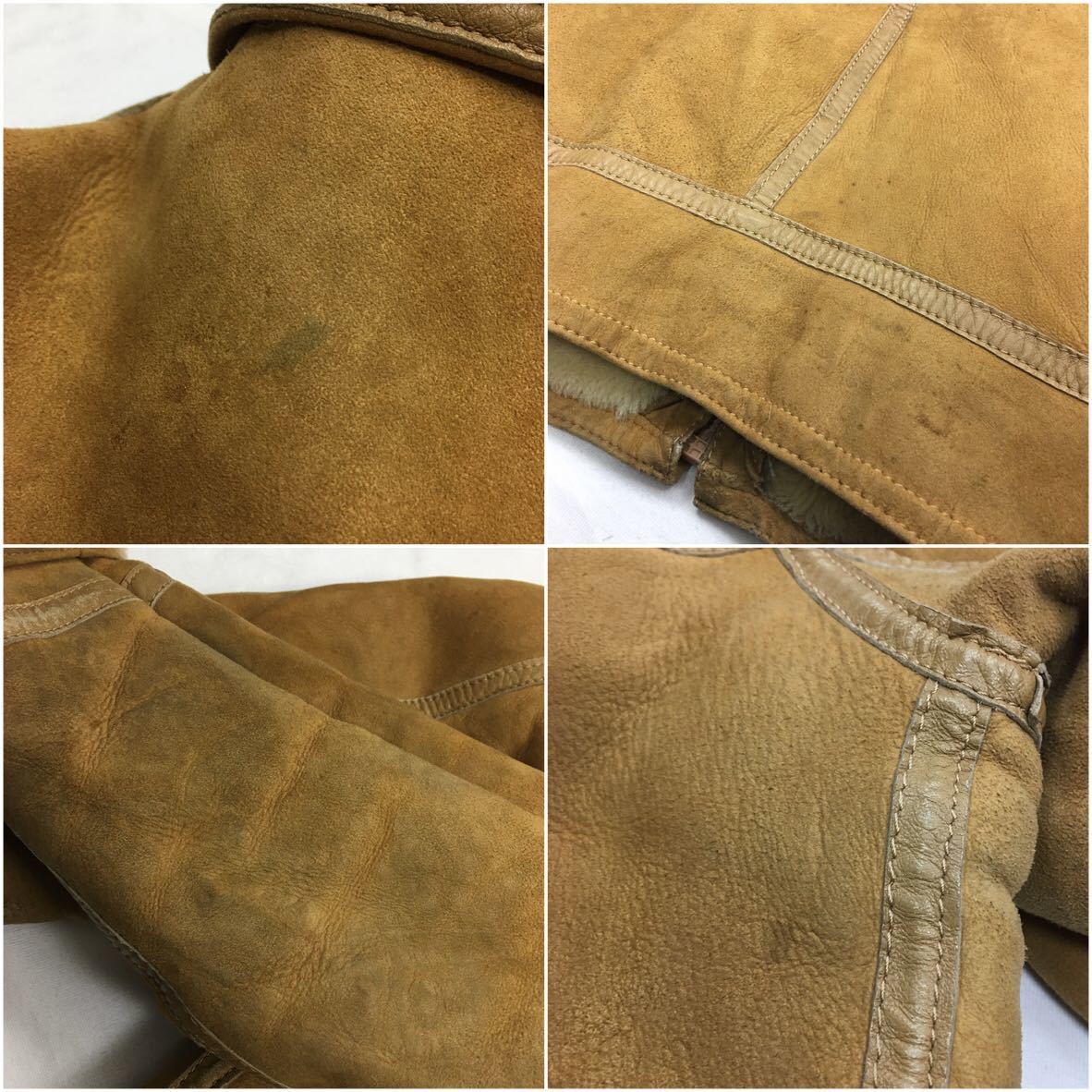  Vintage 80s[ мутон кожа ягненка ] настоящий кожаный жакет 48 M обратная сторона боа джемпер б/у одежда защищающий от холода натуральная кожа 70s унисекс кожаная куртка Rider's 
