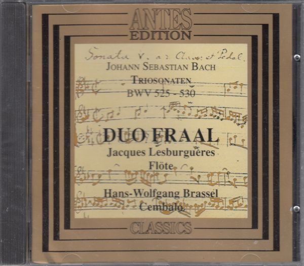 [CD/Antes]バッハ:トリオ・ソナタ集BWV.525-530/フラール二重奏団(J.レスブルゲール(fl)&H-W.ブラッセル(cemb))_画像1