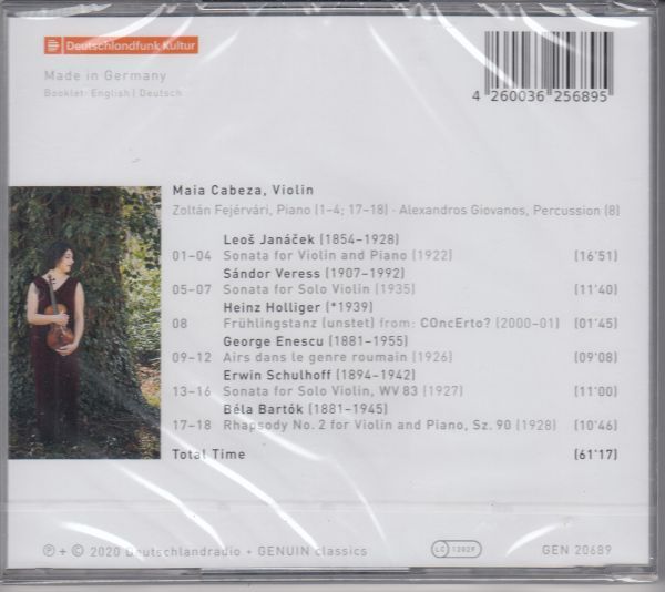 [CD/Genuin]ヤナーチェク:ヴァイオリン・ソナタ&ヴェレス:無伴奏ヴァイオリンのためのソナタ/M.カベサ(vn)&Z.フェイェールヴァーリ(p) 2019_画像2
