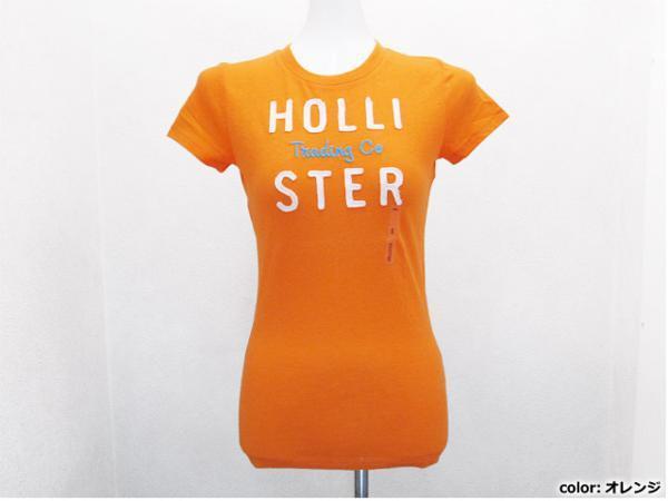 Hollister ロゴ貼付け半袖Tシャツ 橙色オレンジ レディースXS / USホリスターTee女性_画像1