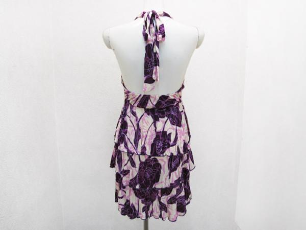 Lani floral print tank top tunic purple color purple series lady's M / LAla knee woman summer dress T-shirt 