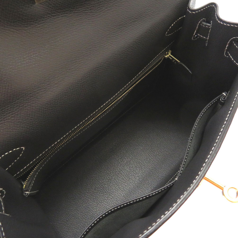 新品同様 エルメス ケリー28 外縫い ホワイトステッチ リセ グラファイト ゴールド金具 □F刻印 ハンドバッグ バッグ 0011 HERMES_画像5