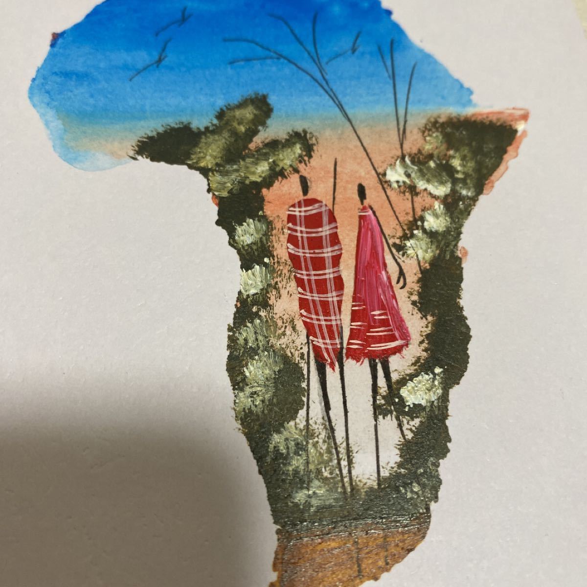 アフリカ　ケニア　マサイ　絵画　お土産　雑貨