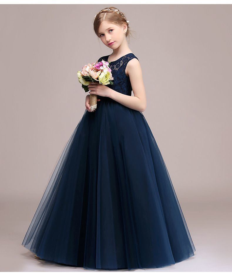 ロングドレス 発表会 カラードレス パーティードレス 高品質 ウェディングドレス 150cm ネビー_画像2