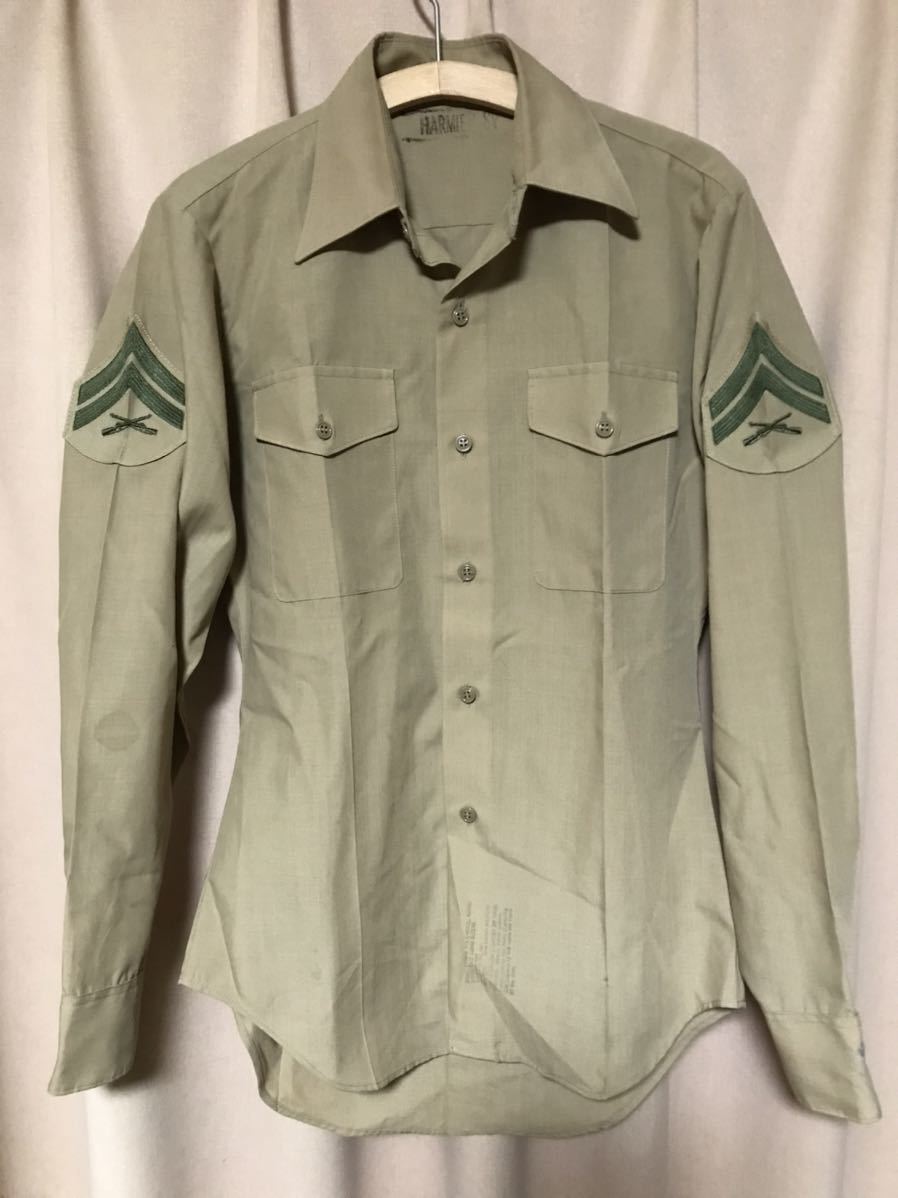 USED MILITARY '86 US ARMY SHIRT 中古 86年製 米軍実物 ユーティリティ?シャツ Sサイズくらい ミリタリー 送料無料_画像1