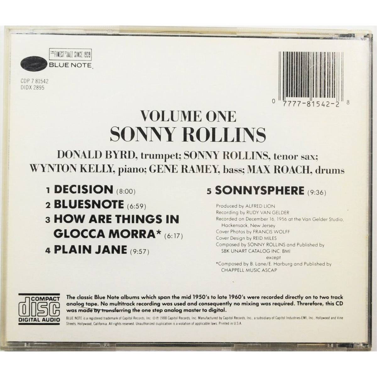 【BlueNote盤】Sonny Rollins / Sonny Rollins Volume One ◇ ソニー・ロリンズ / ソニー・ロリンズ Vol.1 ◇ドナルド・バード ◇_画像4