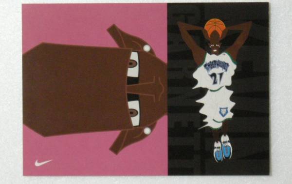NIKE ナイキ　宣伝ポストカード　ケビン・ガーネット TIMBER WOLVES　KEVIN GARNETT NBA_画像1