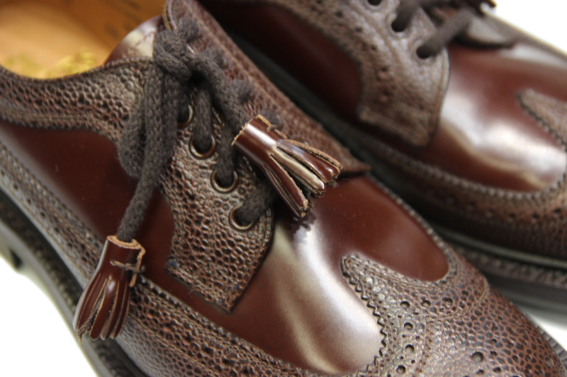 新品 Sanders (サンダース) Long Wing Brogue ウイングチップ シューズ