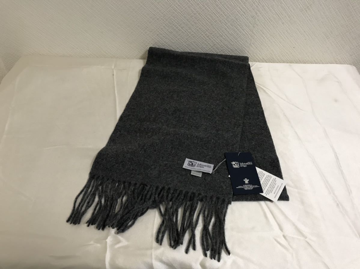  new goods unused John stone zJOHNSTONS cashmere muffler stole dark gray men's lady's business suit Tomorrowland gift box attaching 