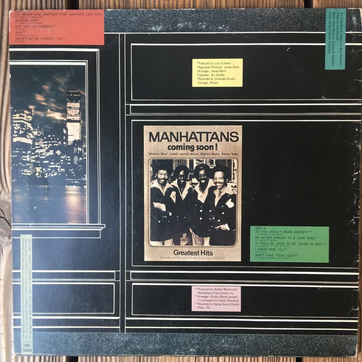 ★送料込み/全曲試聴確認済み/マンハッタンズ・ベスト【Manhattans/Greatest Hits】国内盤LP！CBS/Sony 25AP 1946！見開き歌詞カード有り！_画像3