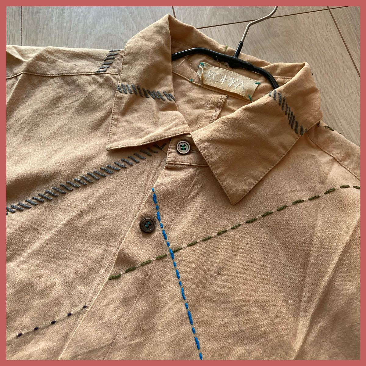 未使用 【ROHKA ローカ 】刺繍 シャツ size:M エンブロイダリー/ハンド