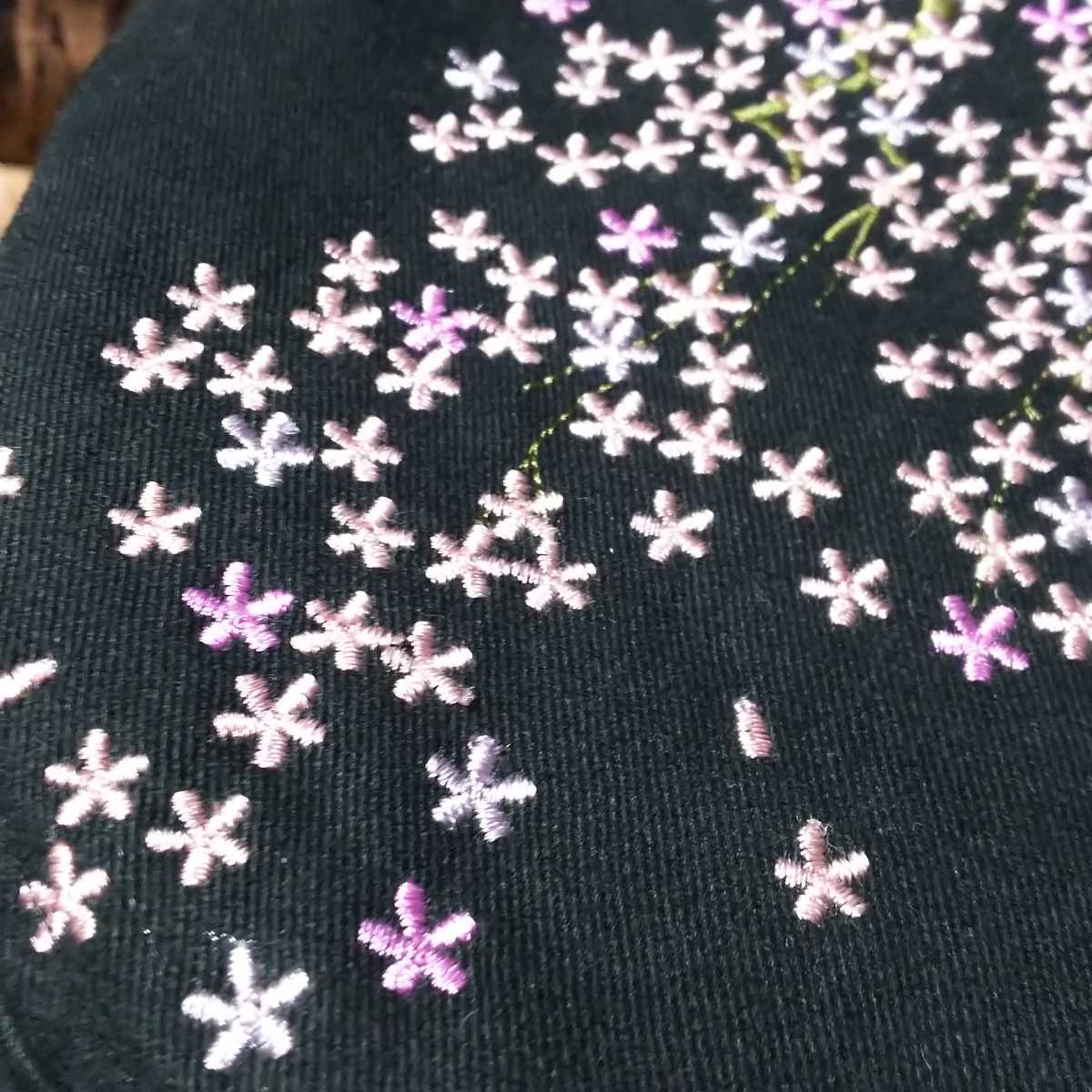 ● 百花繚乱「ハンチング」帽子 キャップ ベレー帽 月 桜 刺繍_画像4