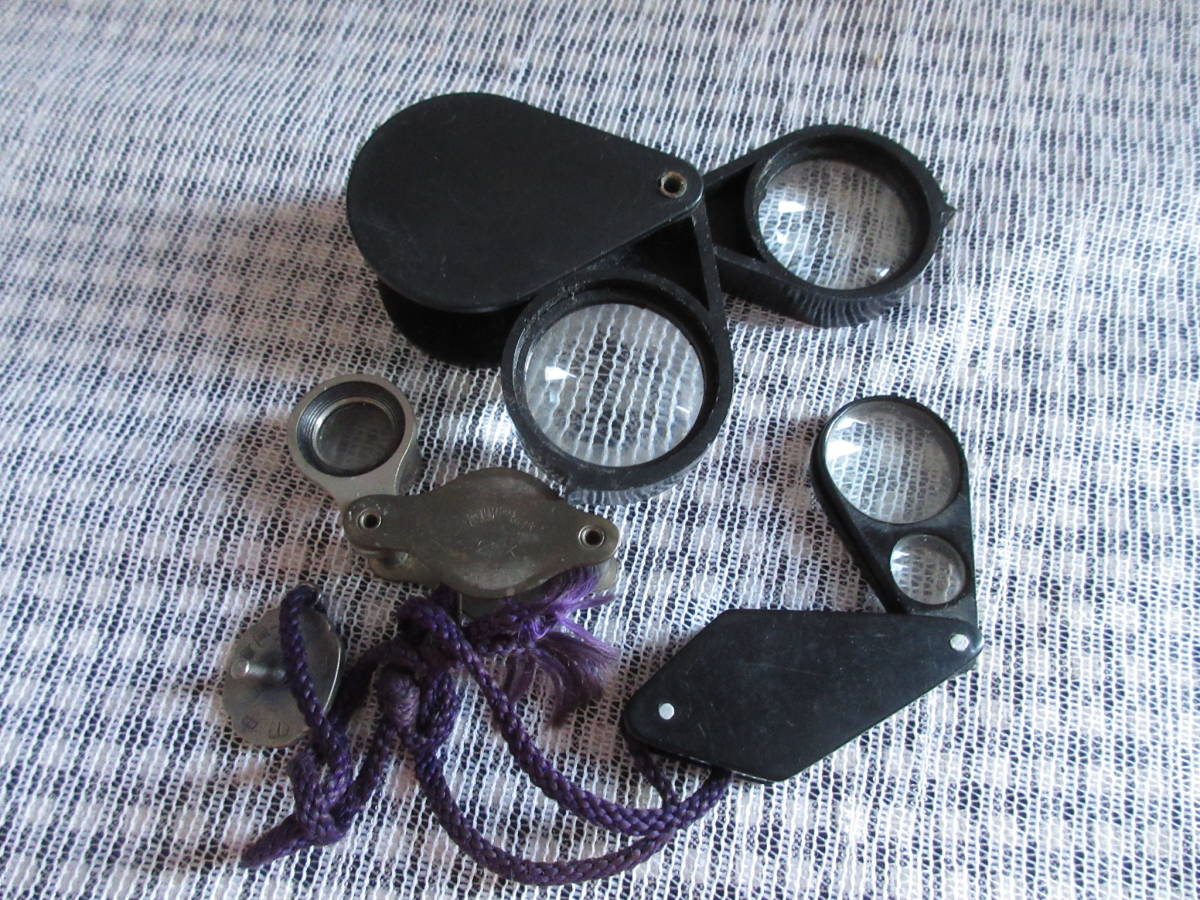 R31108 ** retro Vintage magnifier 3 piece set ** search ) antique 