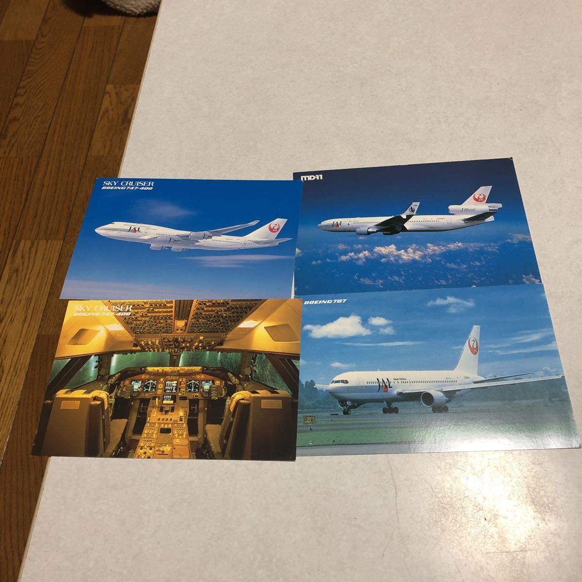 昭和レトロ　　JAL　 飛行機　絵葉書　　ボーイング747－400　コックピット　　4枚　送料一律１２０円_画像1