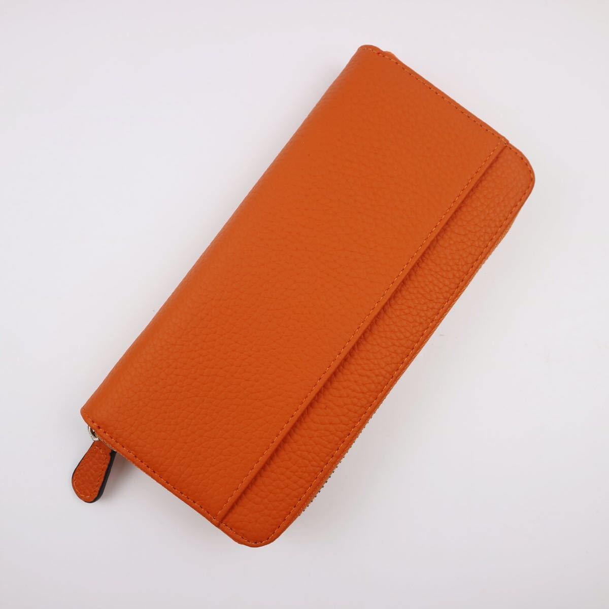  new work goods orange series Italian leather cow leather original leather long wallet & great popularity commodity // man and woman use 