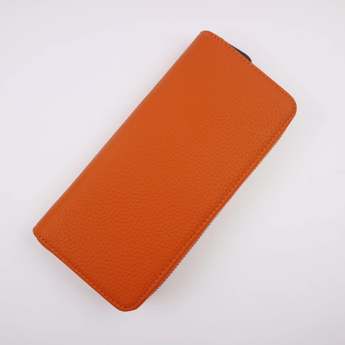  new work goods orange series Italian leather cow leather original leather long wallet & great popularity commodity // man and woman use 