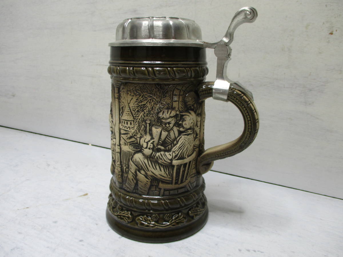  Germany made cover attaching beer mug Via mug ceramics Via mug antique Vintage 