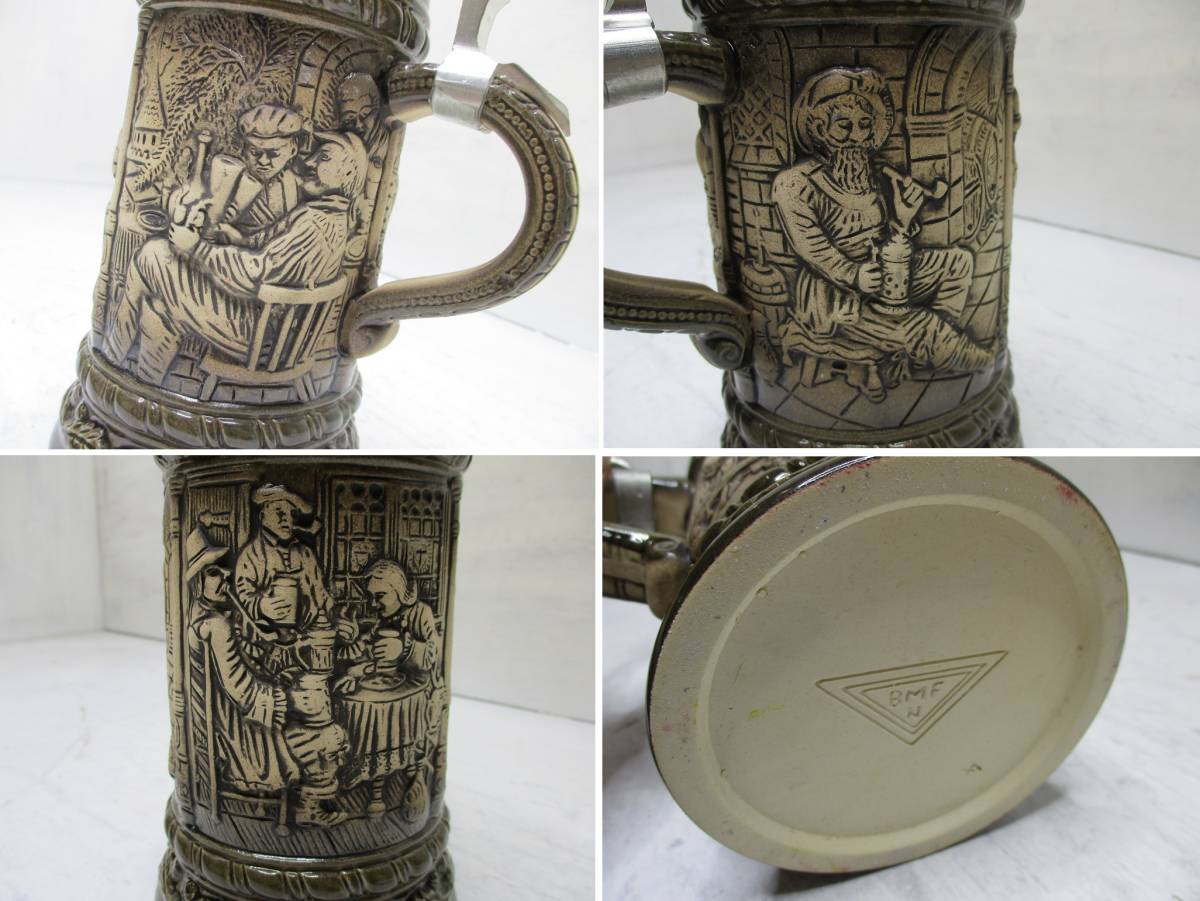  Germany made cover attaching beer mug Via mug ceramics Via mug antique Vintage 