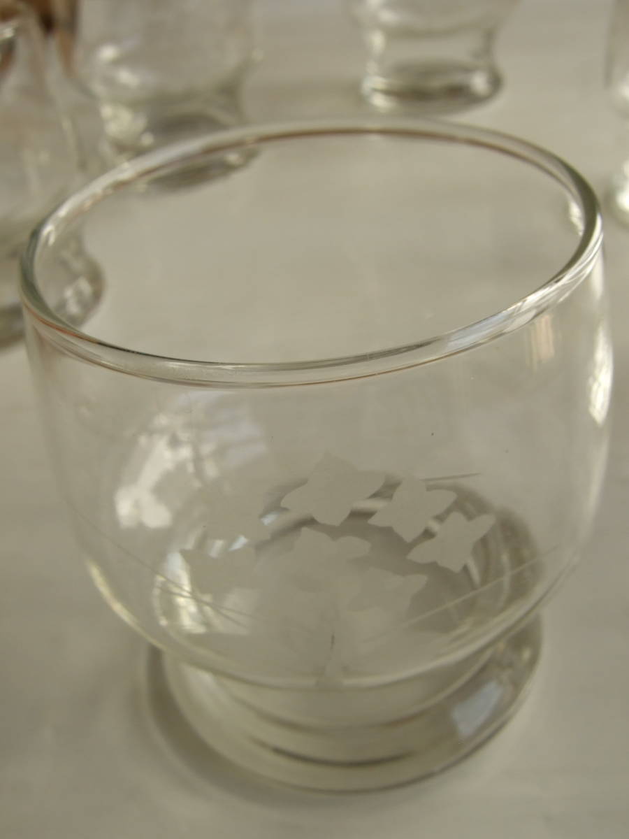 グラス ガラス製 コップ 花彫り：６客 ：サイズ口径7.7㎝/高さ9.0㎝_画像4