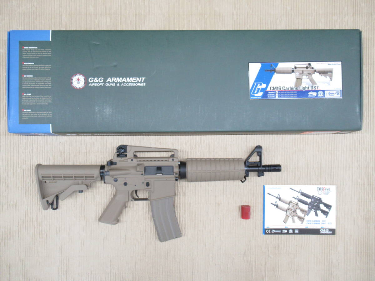 G&G スタンダード電動ガン CM16 Carbine Light(カービンライト)DST(デザートカラー)品 セミフル切替 元箱&取扱説明書付き 初速90.1m/s