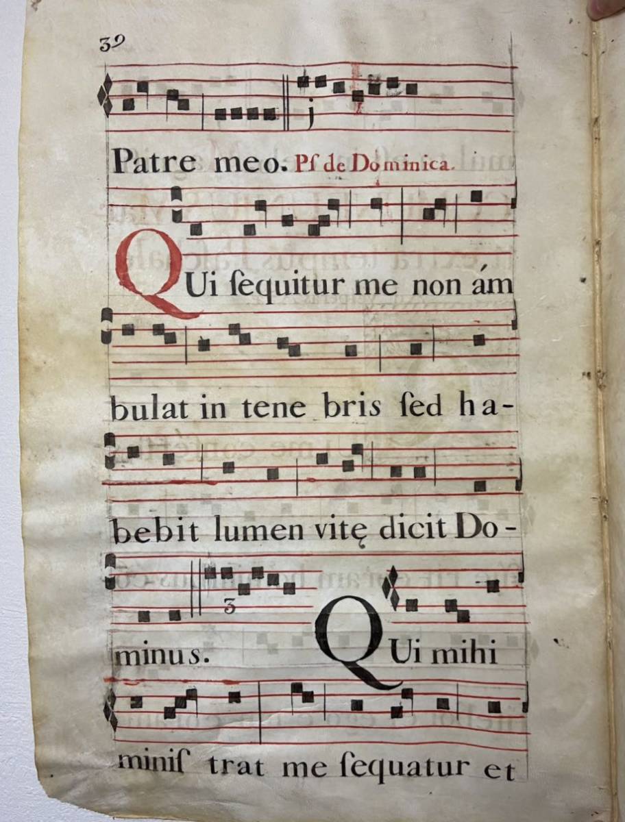 16-17世紀 羊皮紙 交唱聖歌 楽譜 2枚 グレゴリオ聖歌 アンティーク