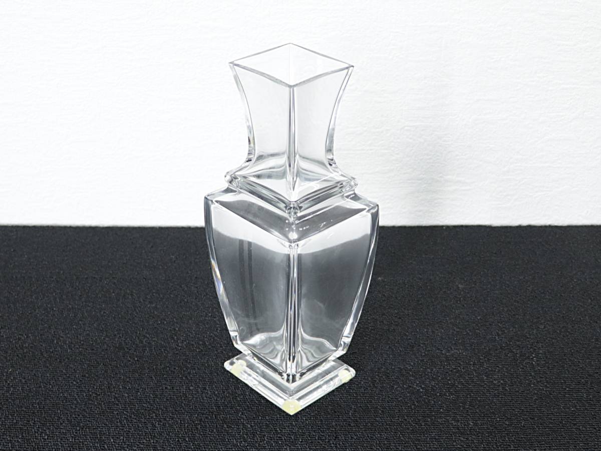 【蔵】バカラ Baccarat フラワーベース 花器 花瓶 花入れ 高さ 約26.4㌢ クリスタルガラス インテリア BOX付き Y806_画像2