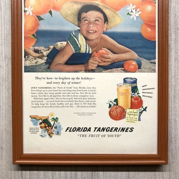 ◆即決◆1948年(昭和23年) FRORIDA TANGERINES オレンジジュース【B4-7017】アメリカ ビンテージ雑誌広告【B4額装品】当時物広告 ★同梱可_画像5