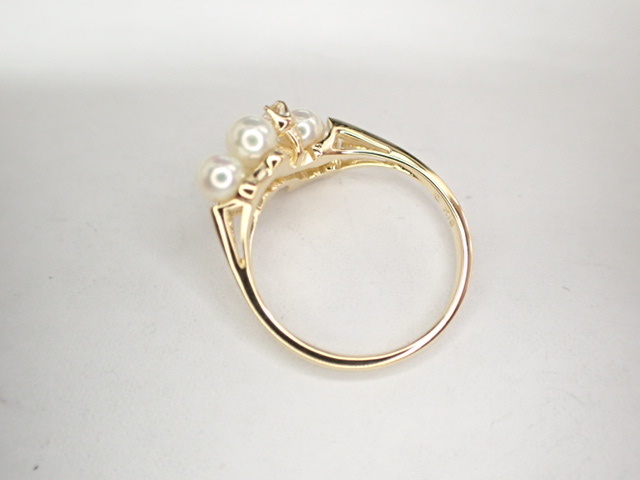 美品ミキモトK18 真珠ベビーパール約3.2-3.5mm珠リング指輪－日本代購