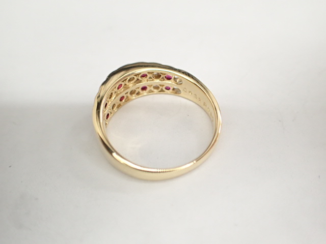 美品 ミキモト K18 ルビー計0.57ct ダイヤ計0.32ct リング 指輪-