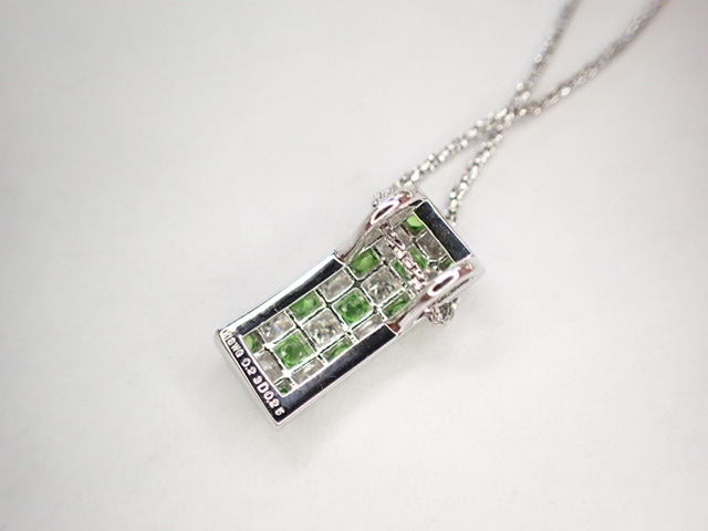 美品 K18WG デマントイドガーネット計0.23 ダイヤ計0.25 ネックレス