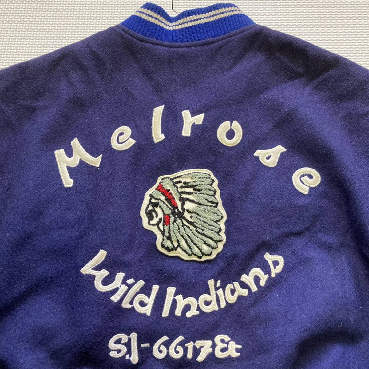 MELROSE メルローズ 80's 当時物 袖革スタジャン ジャケット インディアン _画像3