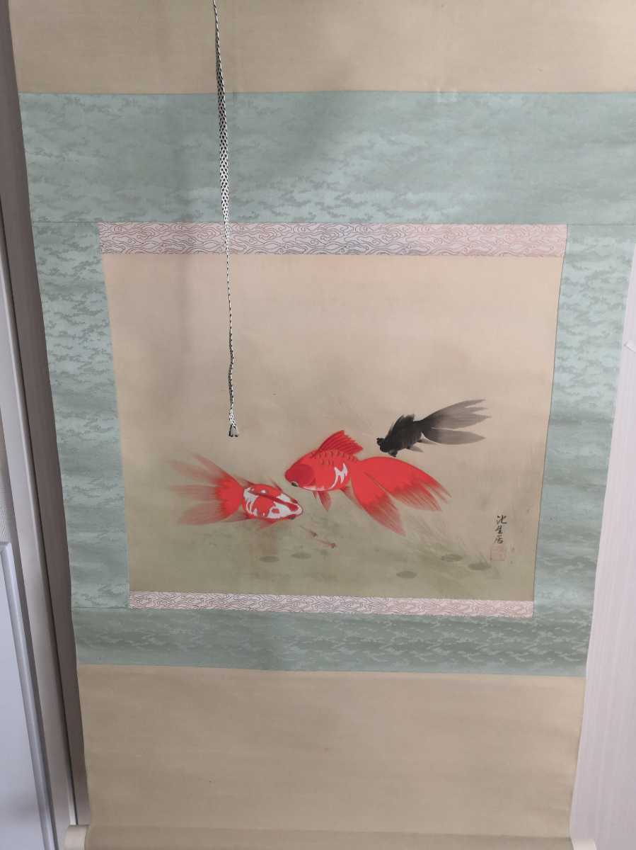 日本画 池生居 金魚之図 鯉金魚画の名手