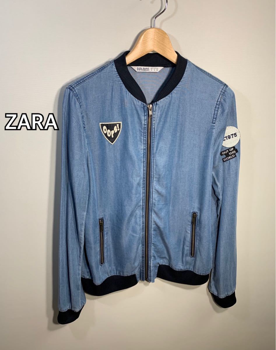 ■ZARA ザラ■ブルジップジャケット ワッペン:M☆BH-780の画像1