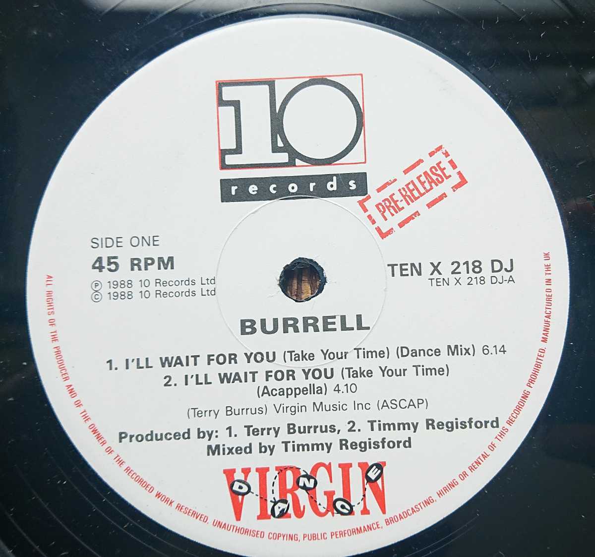 ☆BURRELL/I'LL WAIT FOR YOU'1988UK 10records12INCH_画像2