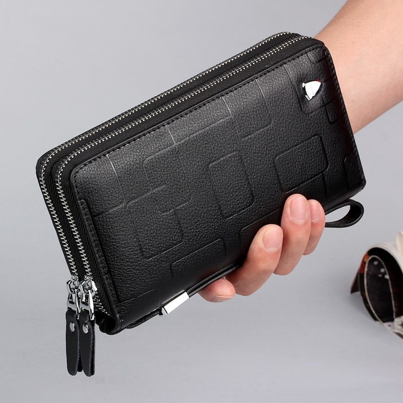 新しい本革　多機能　長財布　牛革　ジッパーマネークリップ　男性のシンプルなデザイン　ビジネスクラッチ携帯電話バッグ