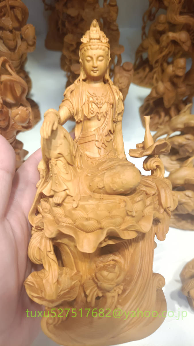 木彫仏像 炎火観音菩薩座像 彫刻 仏教工芸品 崖柏 仏師で仕上げ品