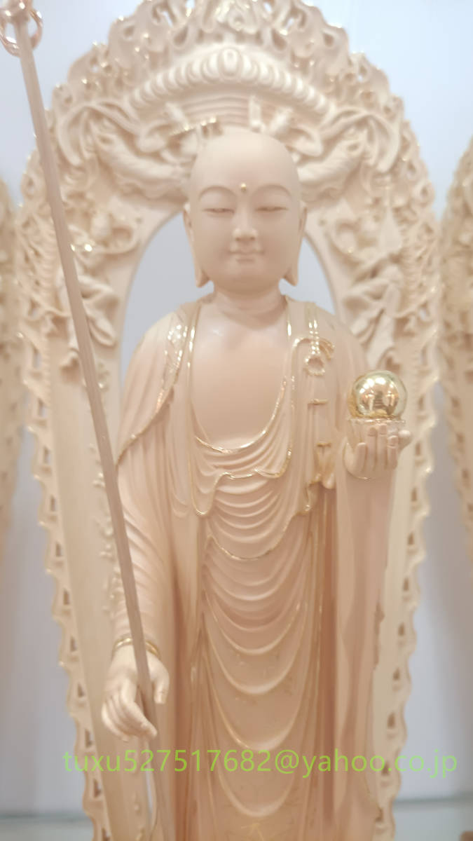 木彫仏像 地蔵菩薩立像 地蔵尊 地蔵 置物 仏教美術 精密細工 仏師で仕上げ品 切金 地蔵菩薩 立像 高さ48cm_画像6